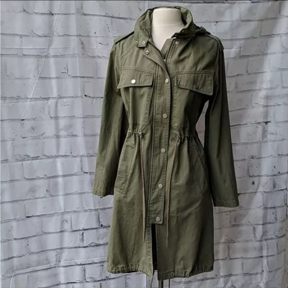 Y2K Seven for all Mankind Military Hooded Women Parka Coat size S - Picture 2 of 6